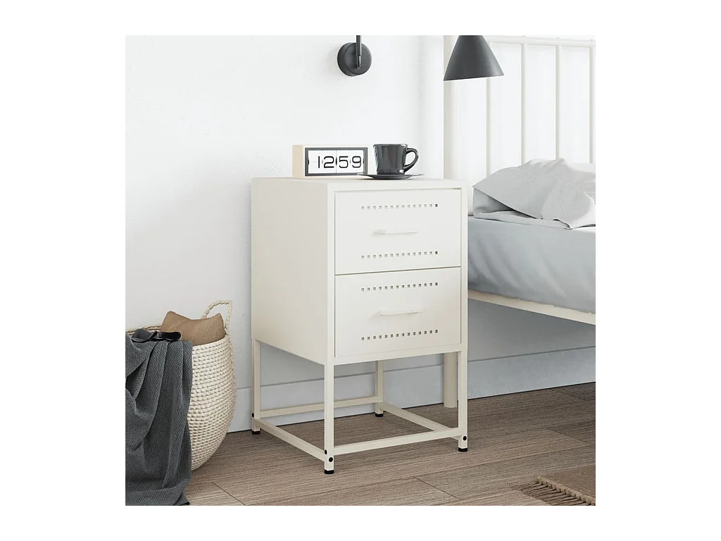 Table de chevet blanc 36x39x60,5 cm acier