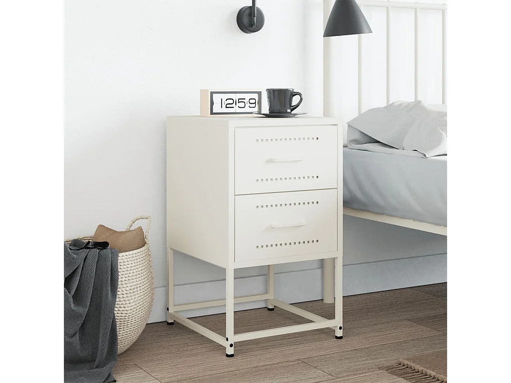 Table de chevet blanc 36x39x60,5 cm acier