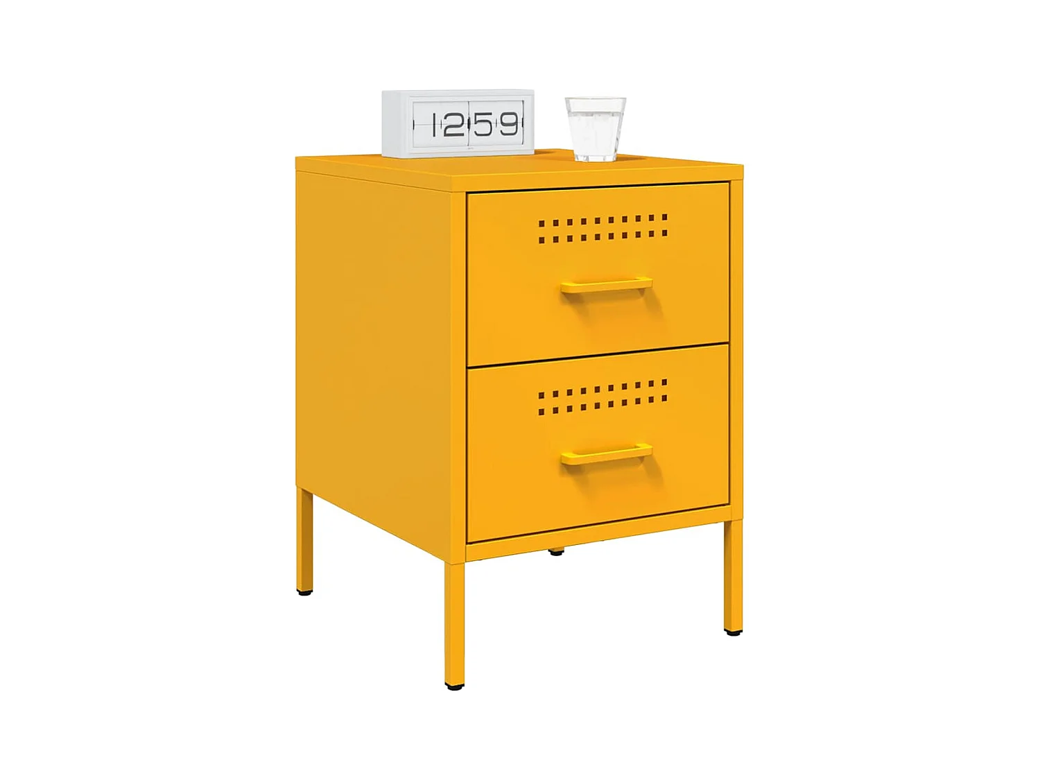 Mosterdgeel nachtkastje 36x39x50,5 cm staal