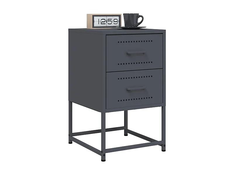 Comodini 2 pz antracite 36x39x60,5 cm acciaio