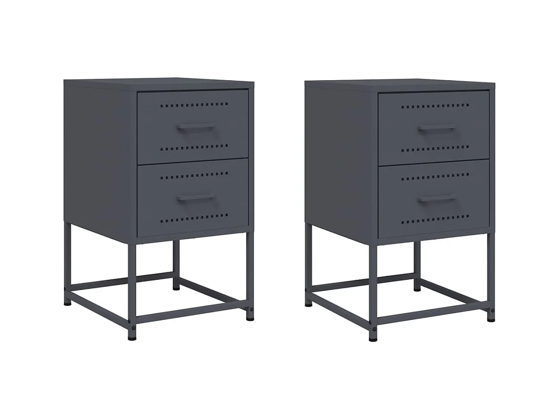 Tables de chevet 2 pcs anthracite 36x39x60,5 cm acier