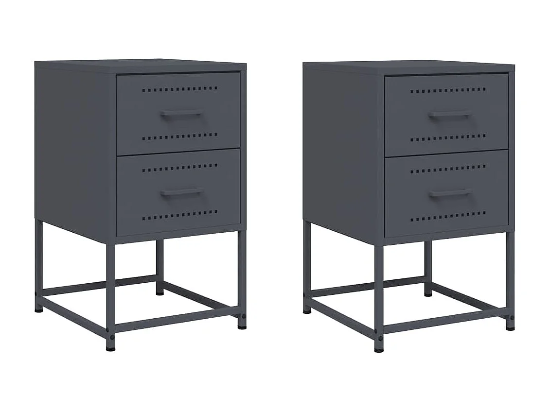 Tables de chevet 2 pcs anthracite 36x39x60,5 cm acier