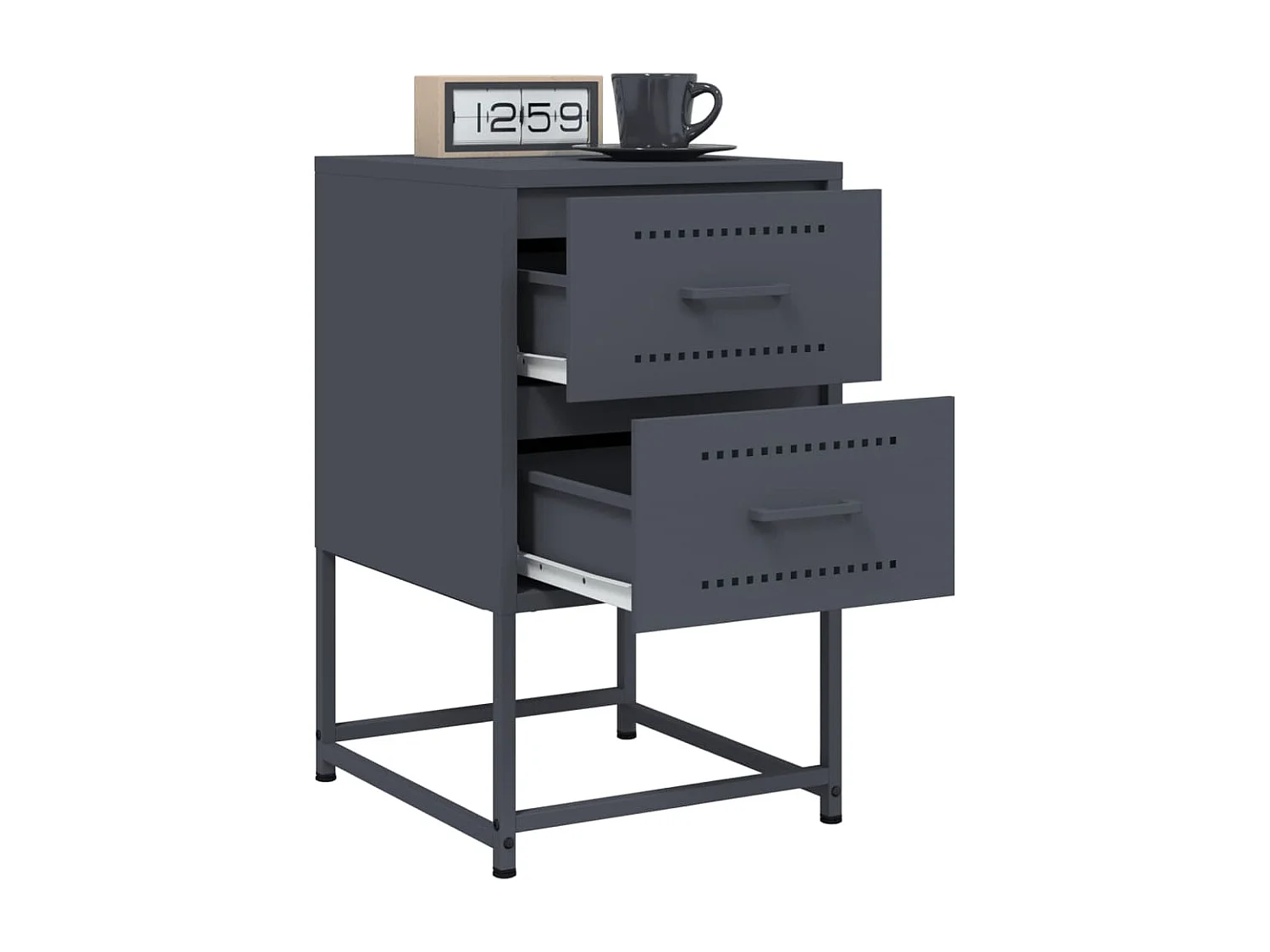 Tables de chevet 2 pcs anthracite 36x39x60,5 cm acier