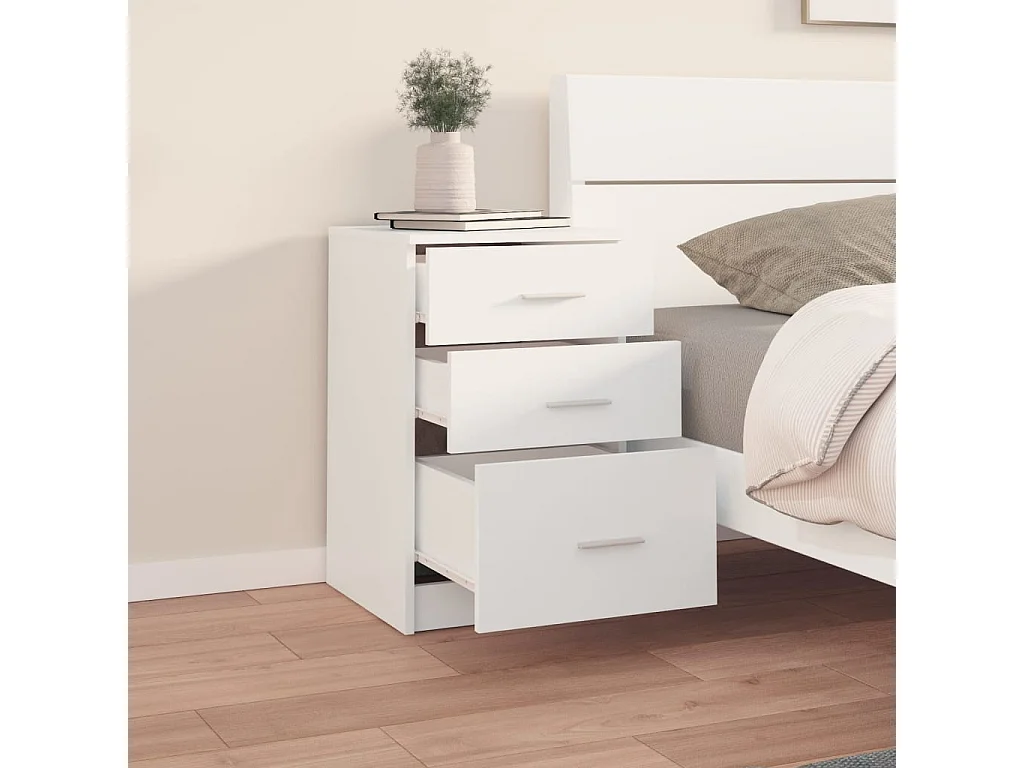 Table de chevet Blanc 40x40x63 cm Bois d’ingénierie