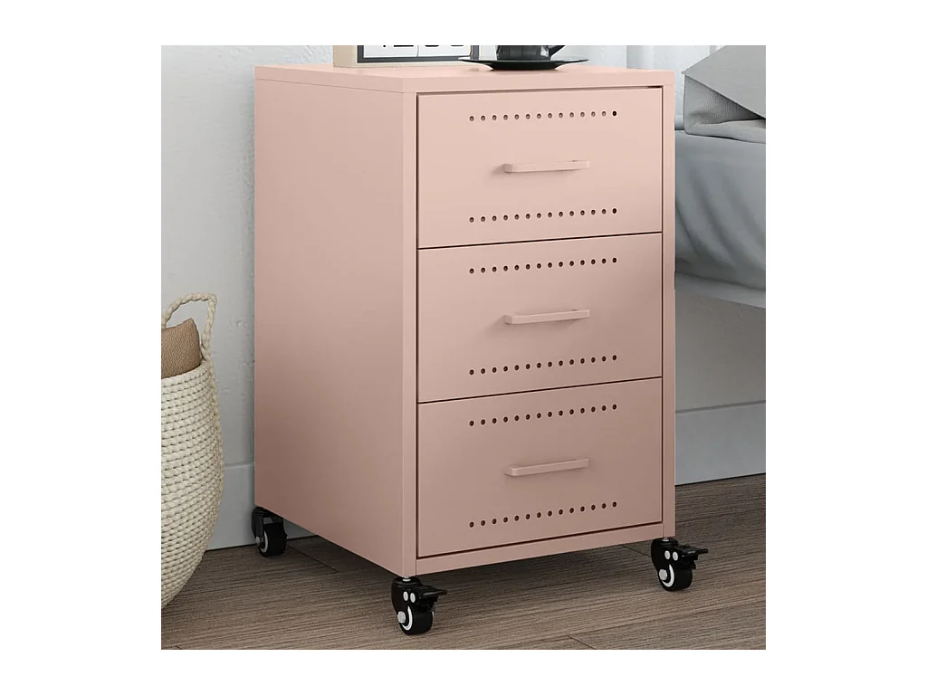 Table de chevet rose 36x39x59 cm acier