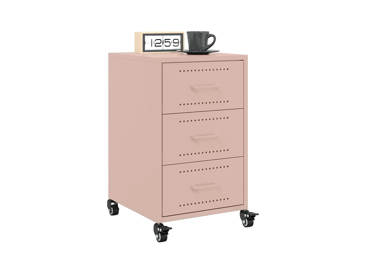 Table de chevet rose 36x39x59 cm acier