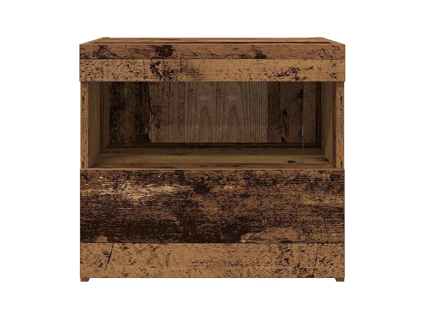 Table de chevet avec lumières LED en vieux bois 50x40x45 cm