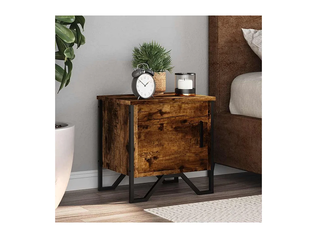 Mesitas de noche 2 piezas roble ahumado 40x30x40 cm madera de ingeniería