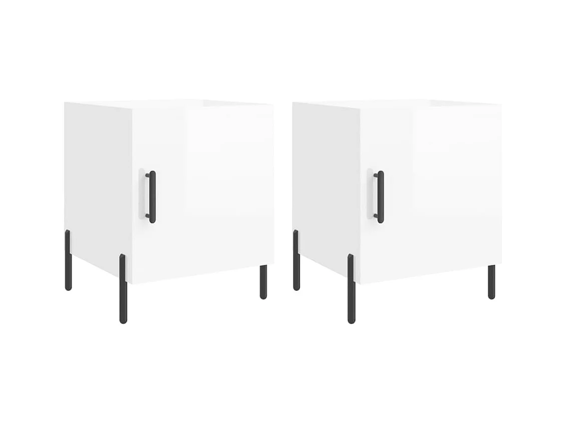 Tables de chevet 2 pcs blanc brillant 40x40x50 cm