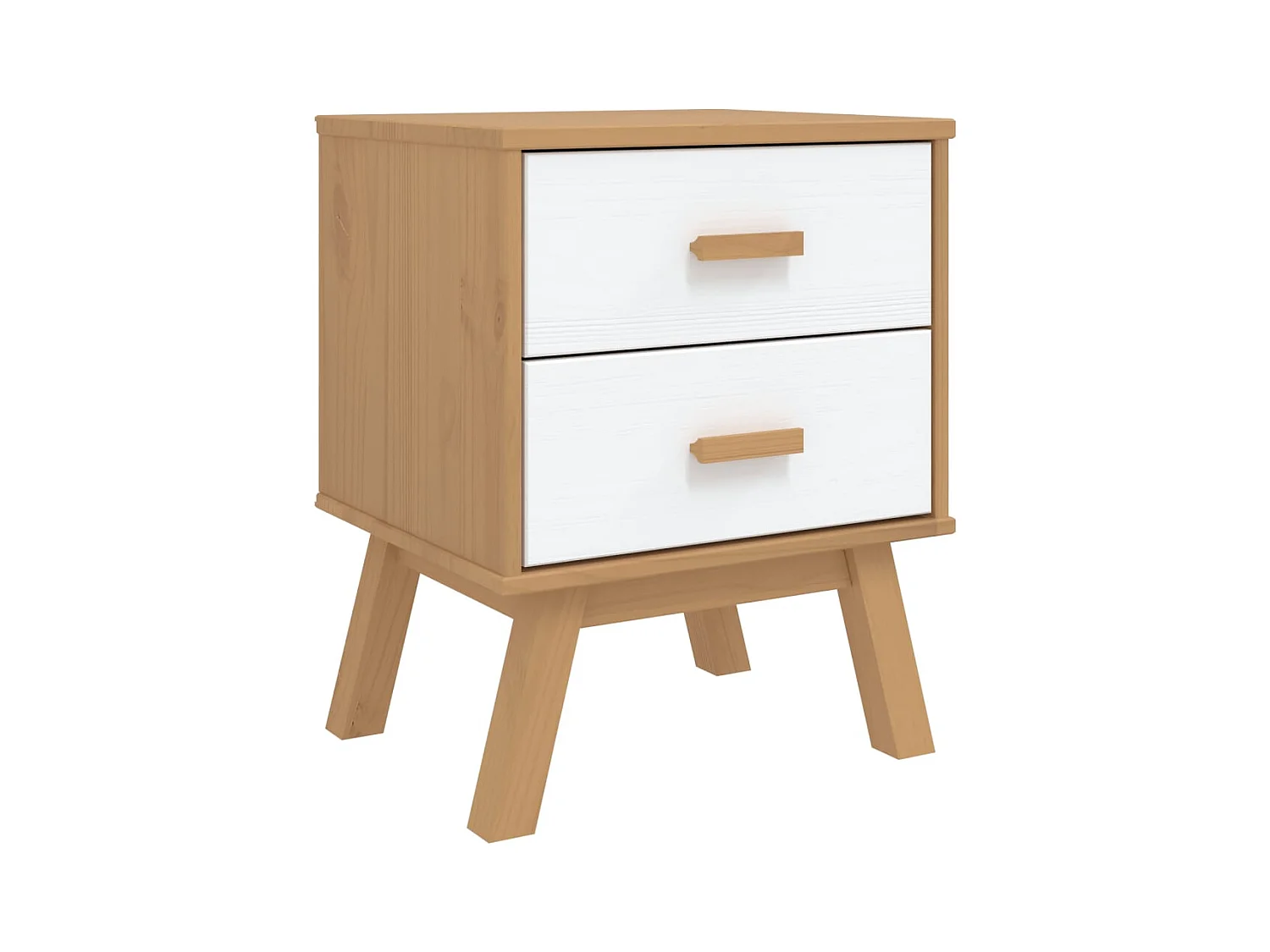 Table de chevet OLDEN blanc et marron bois de pin solide