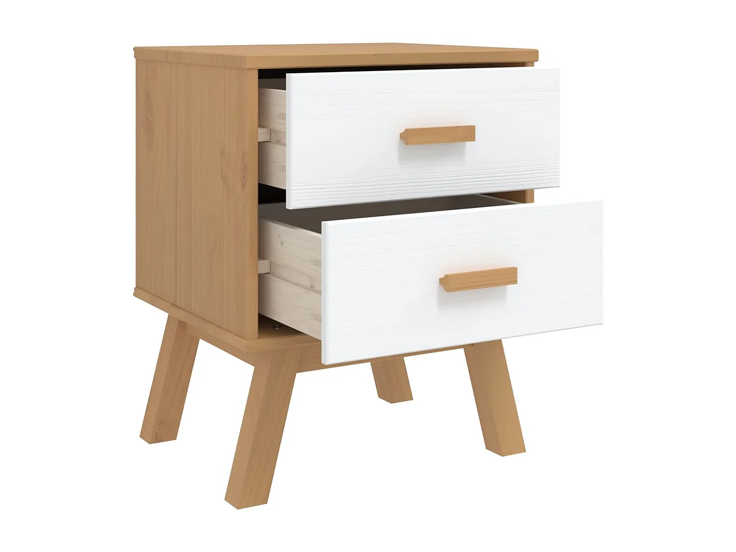 Table de chevet OLDEN blanc et marron bois de pin solide