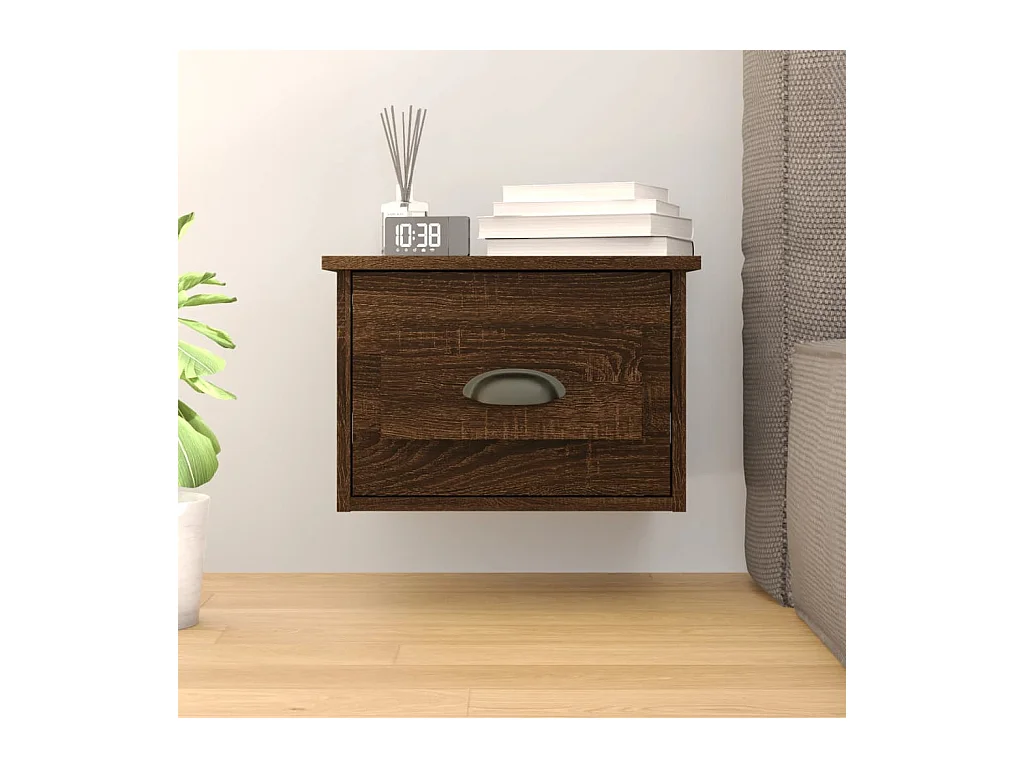 Table de chevet murale chêne marron 41,5x36x28 cm