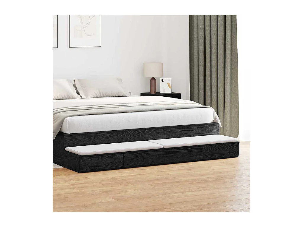 Zwarte bedlades 180x36,5x16,5 cm in spaanplaat