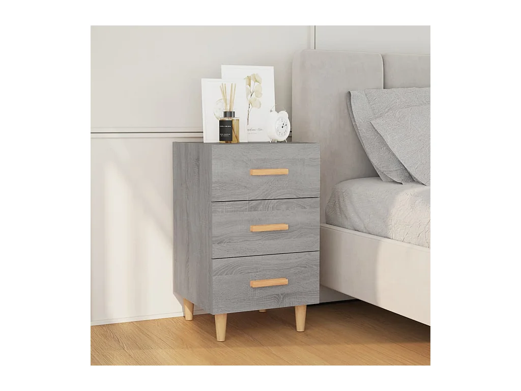 Comodino Sonoma Grey 40x40x66 cm in legno ingegnerizzato