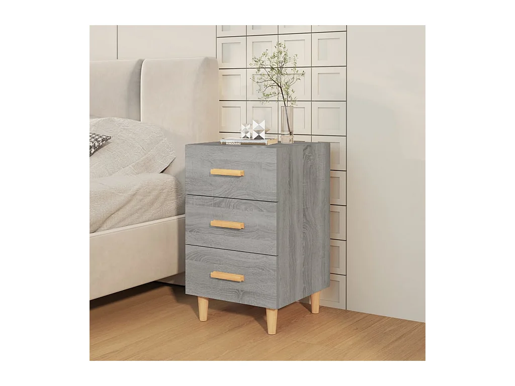 Comodino Sonoma Grey 40x40x66 cm in legno ingegnerizzato