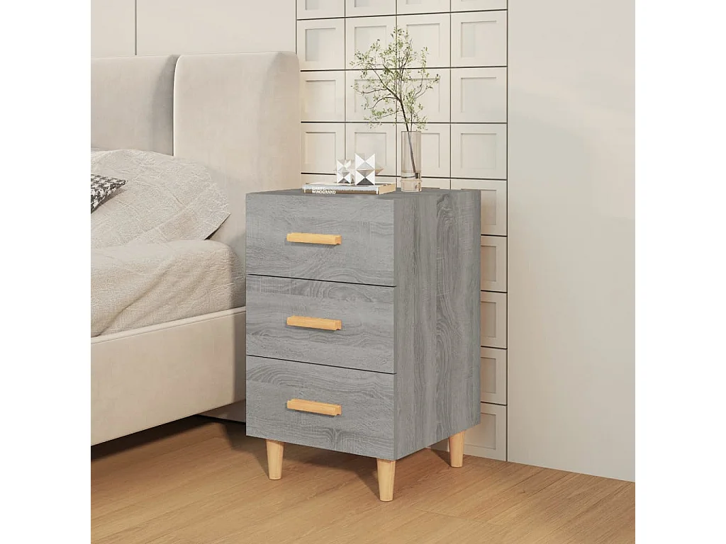 Sonoma Grey Nachtkastje 40x40x66 cm Bewerkt Hout