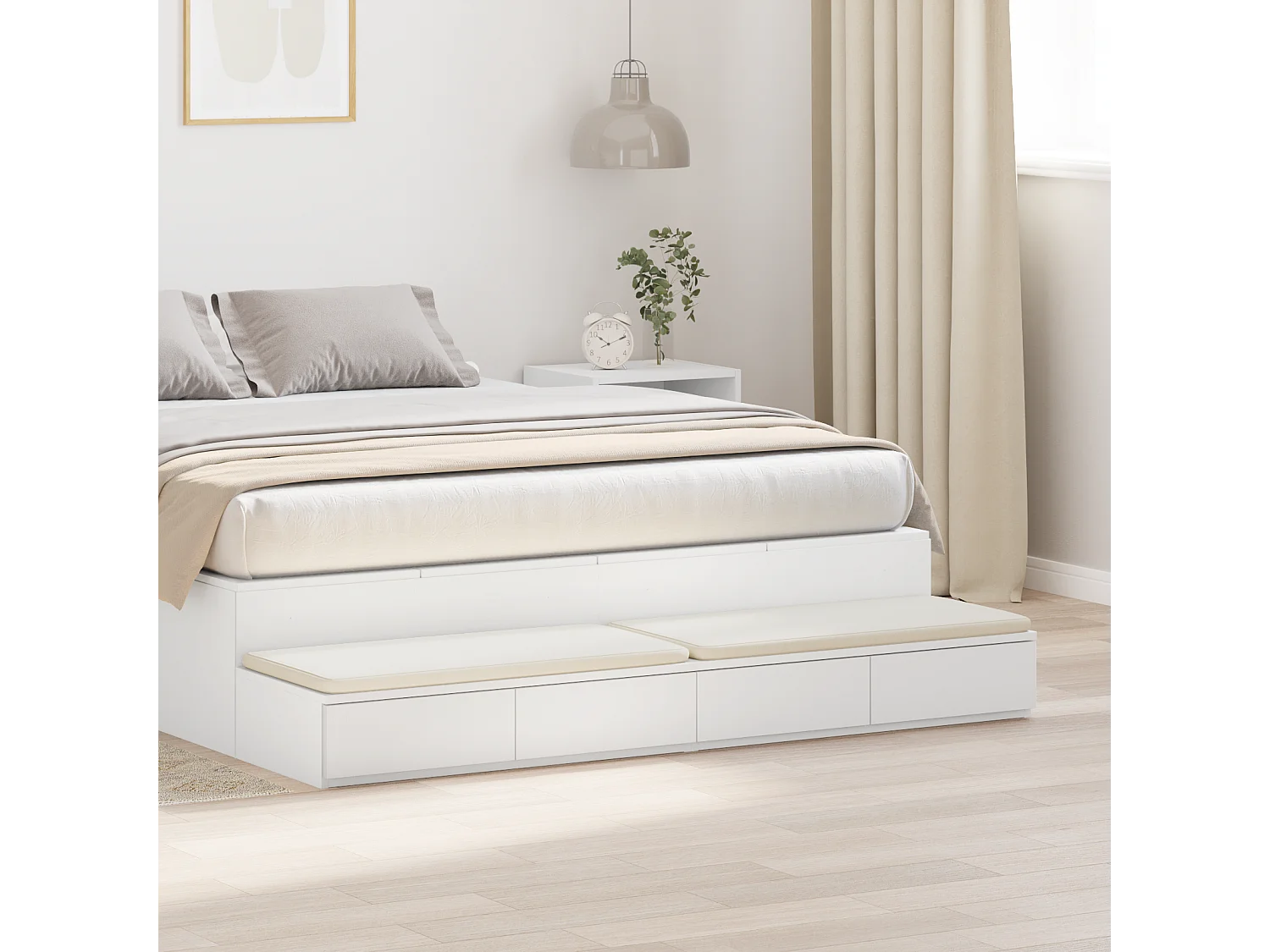 Tiroirs de lit Blanc 150x36,5x16,5 cm Bois d'ingénierie