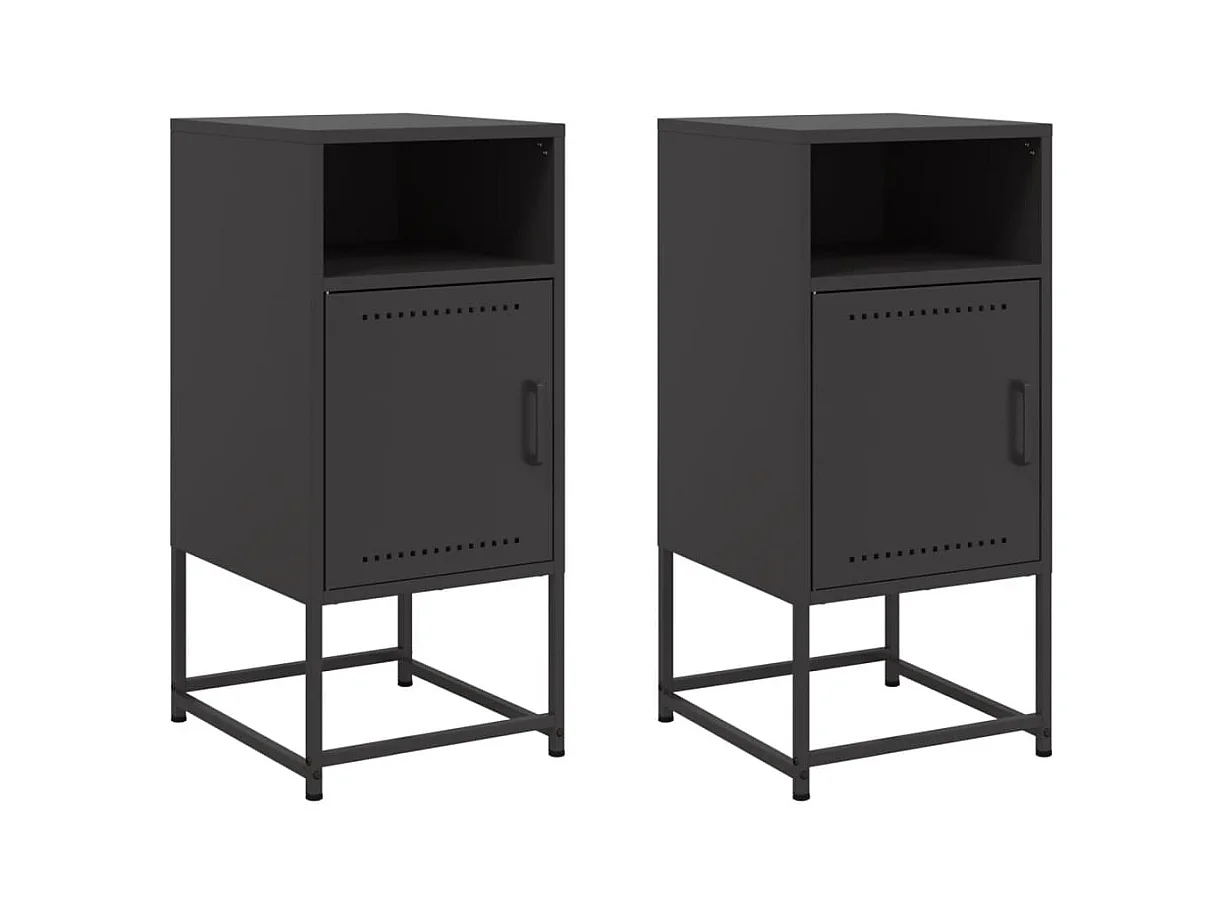 Tables de chevet 2 pcs noir 36x39x78 cm acier