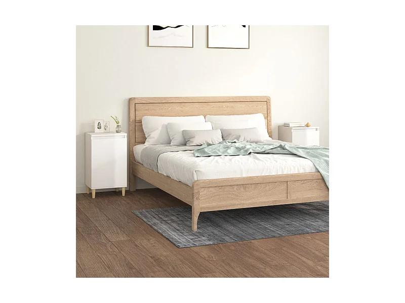 Comodini 2 pezzi bianco lucido 40x35x70cm in legno ingegnerizzato