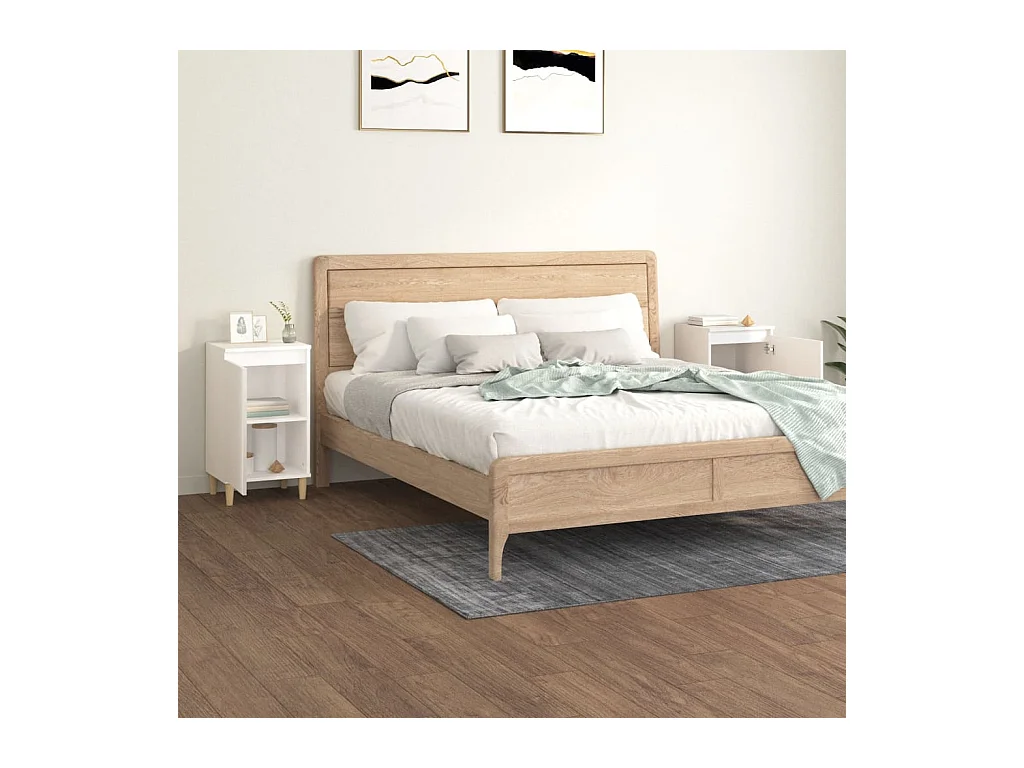 Nachttische 2er Set weiß glänzend 40x35x70cm Holzwerkstoff