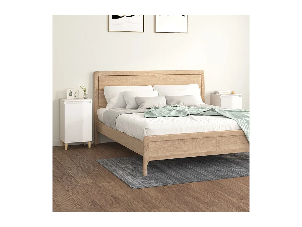 Nachtkastjes 2 stuks wit hoogglans 40x35x70cm bewerkt hout