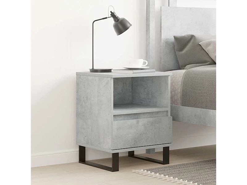 Mesita de noche de madera de ingeniería gris hormigón 40x35x50 cm