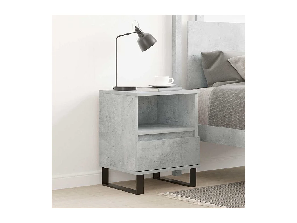 Table de chevet gris béton 40x35x50 cm bois d’ingénierie