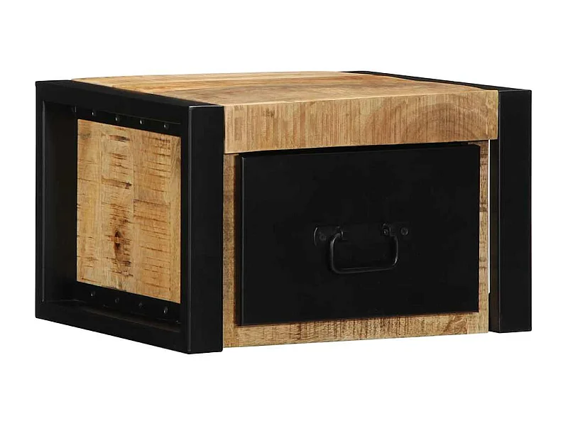 Comodini 2 pezzi 40x35x25 cm in legno massello di mango grezzo