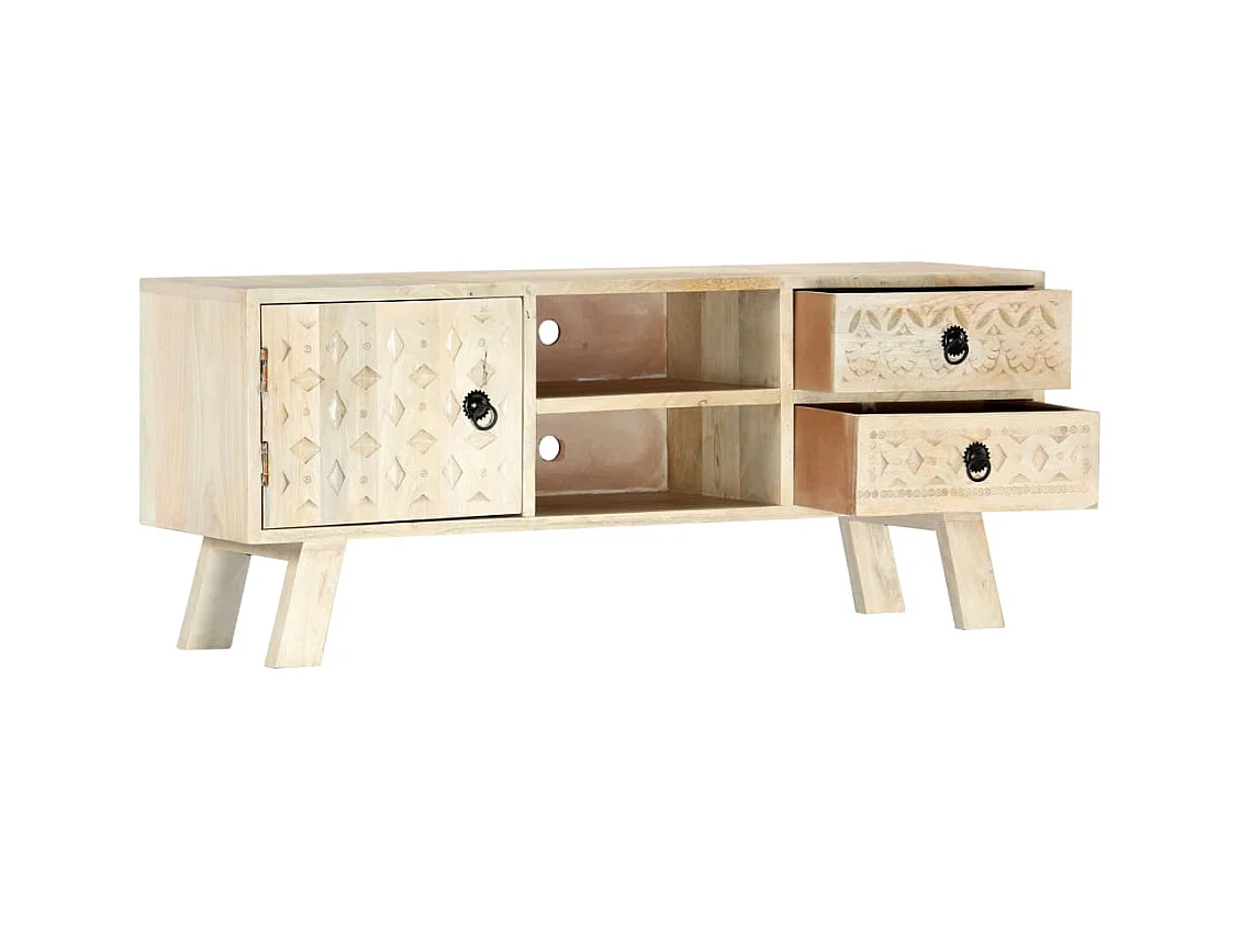 Meuble TV 110x30x44 cm Bois massif de manguier