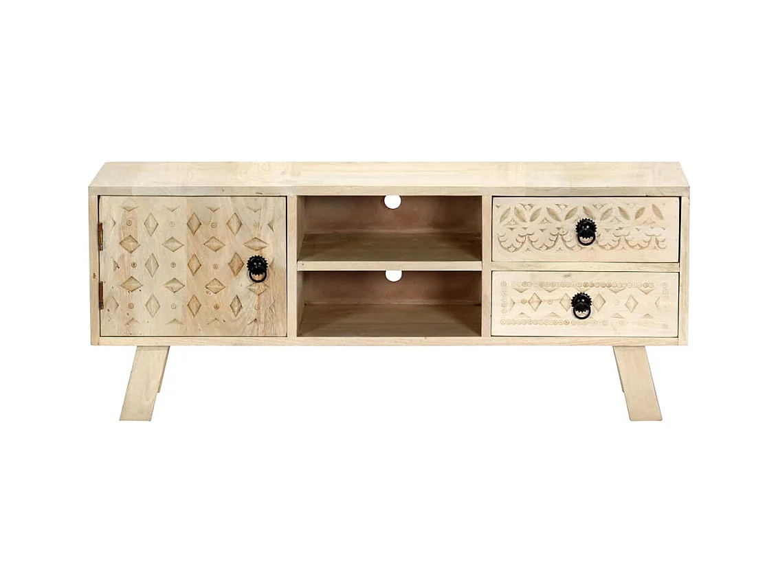 Meuble TV 110x30x44 cm Bois massif de manguier