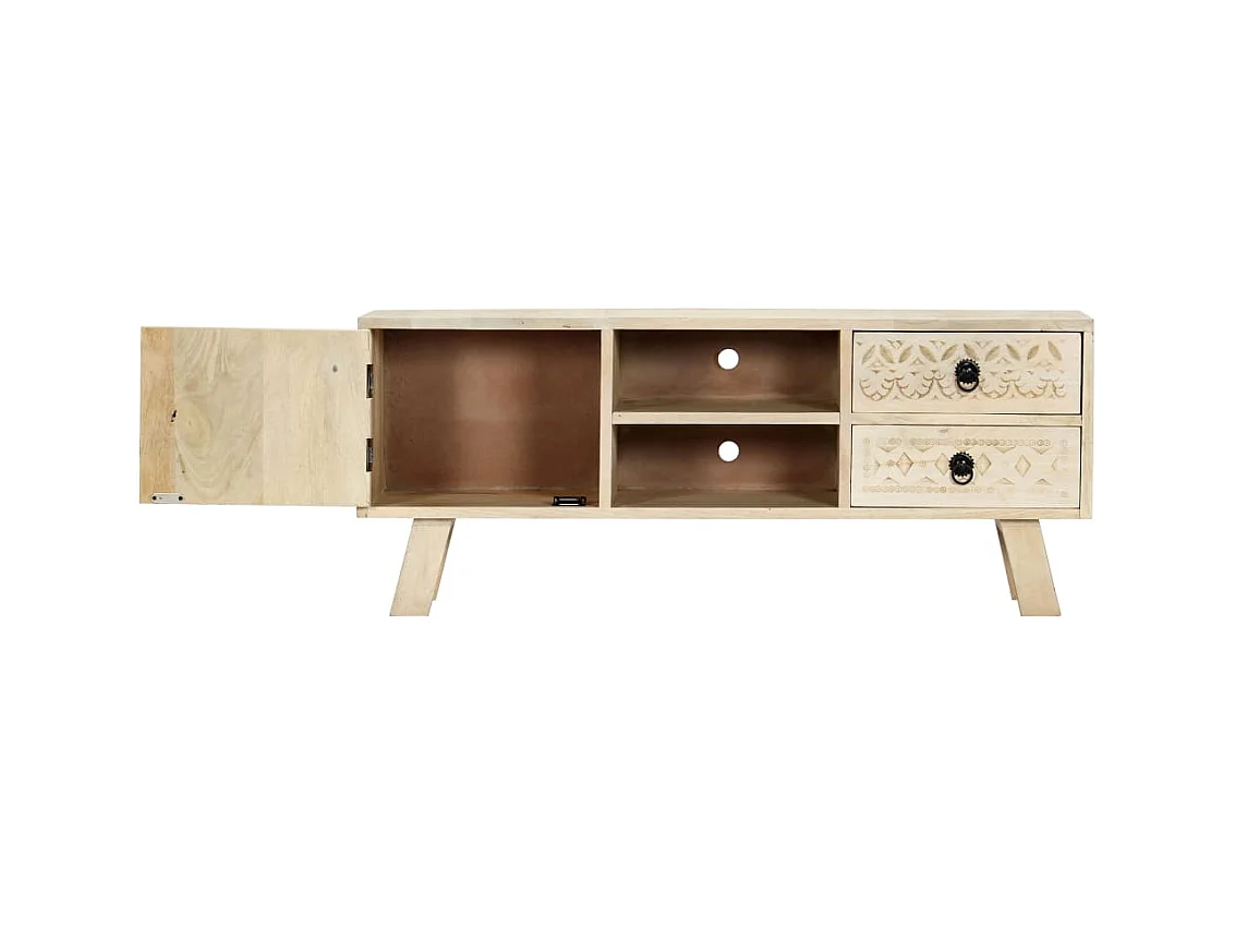 Meuble TV 110x30x44 cm Bois massif de manguier