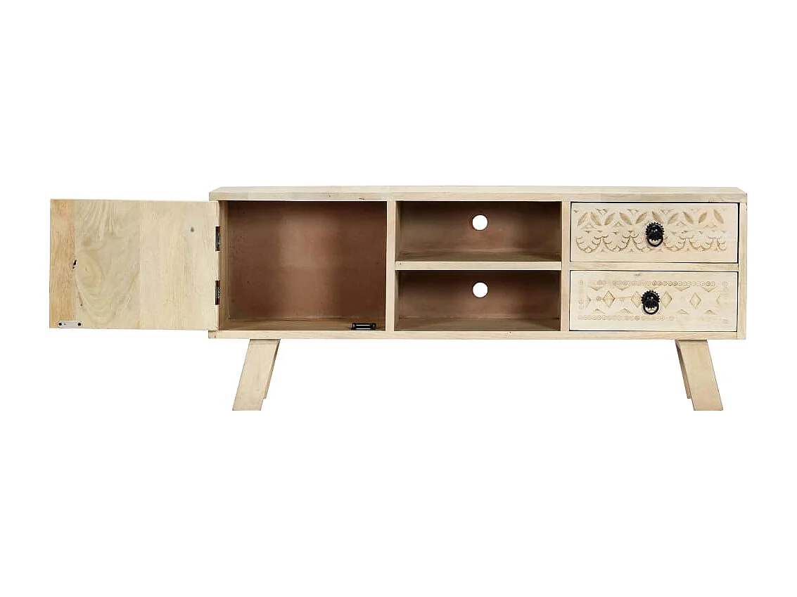 Meuble TV 110x30x44 cm Bois massif de manguier
