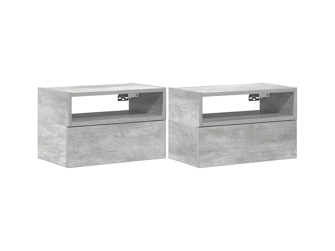 Tables de chevet murales 2 pcs gris béton 45x26x28,5 cm