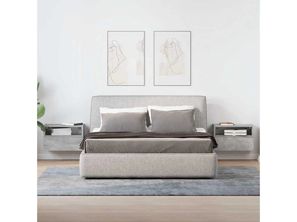 Wandnachtkastjes 2 stuks betongrijs 45x26x28,5 cm