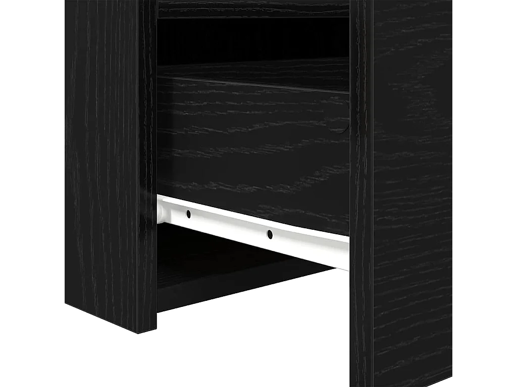 Comodino con luci LED Rovere nero 50x40x45 cm