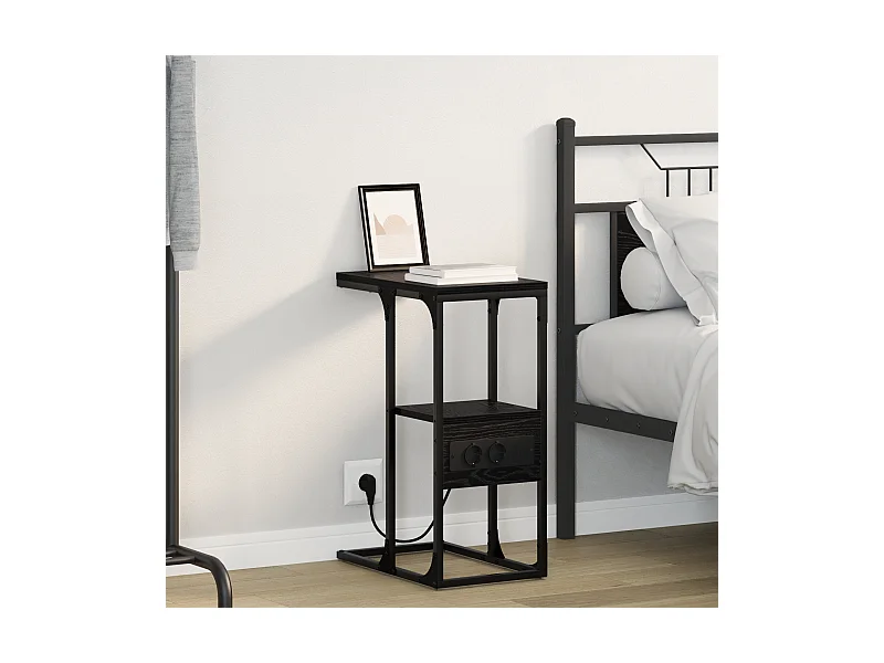 Table de chevet avec tiroir Chêne noir 41.5 x 26 x 60.5 cm