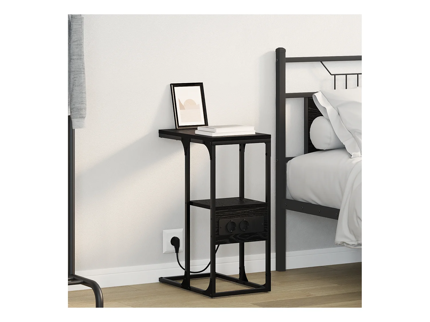 Table de chevet avec tiroir Chêne noir 41.5 x 26 x 60.5 cm