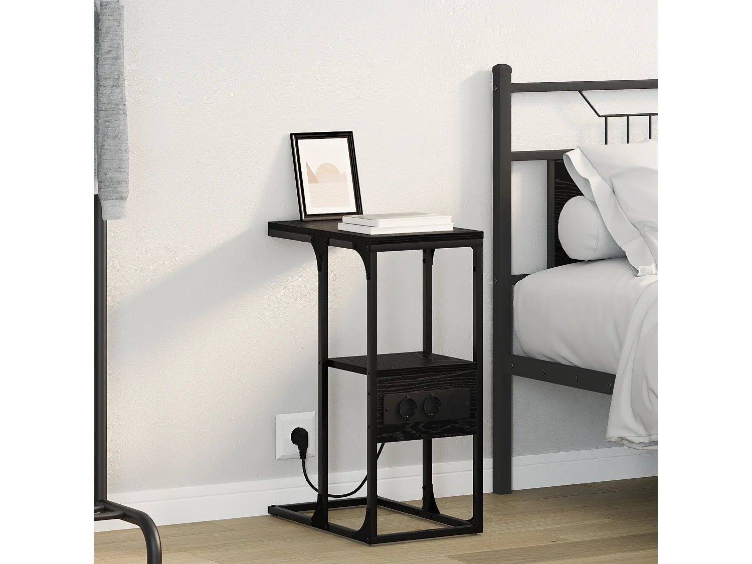 Table de chevet avec tiroir Chêne noir 41.5 x 26 x 60.5 cm