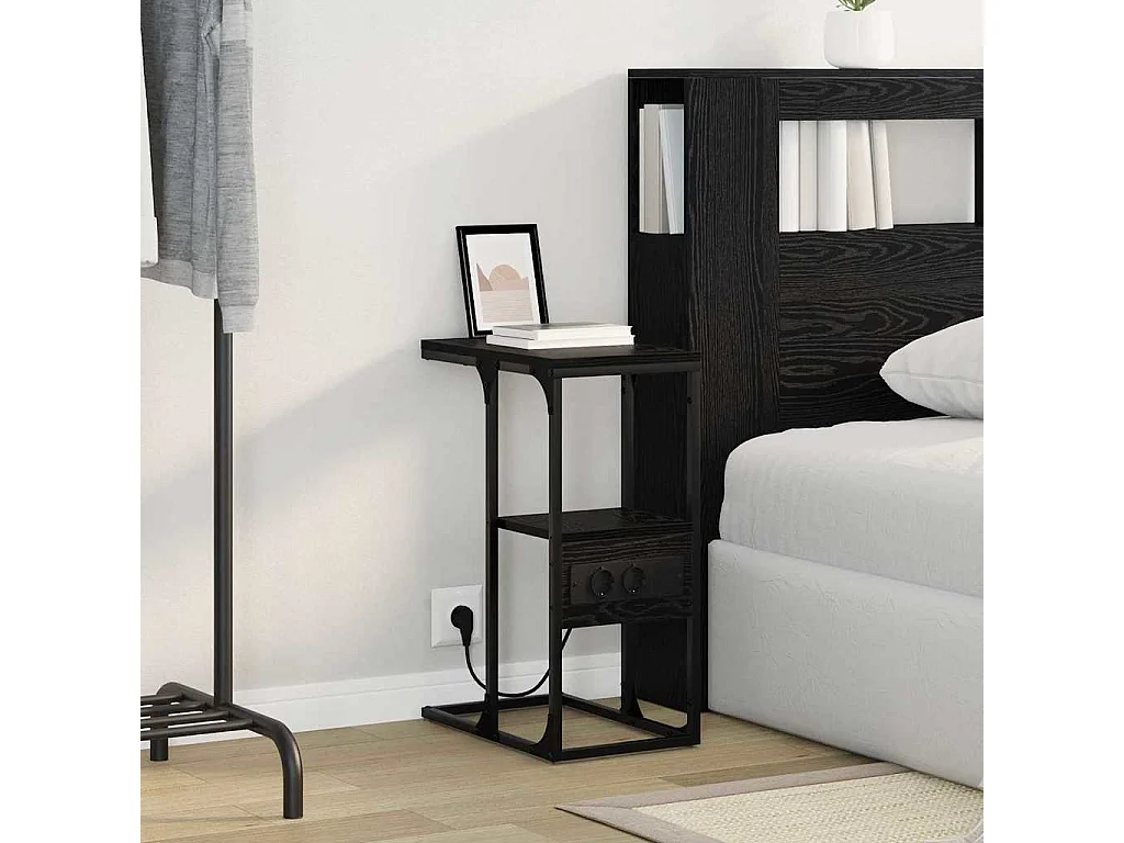 Table de chevet avec tiroir Chêne noir 41.5 x 26 x 60.5 cm