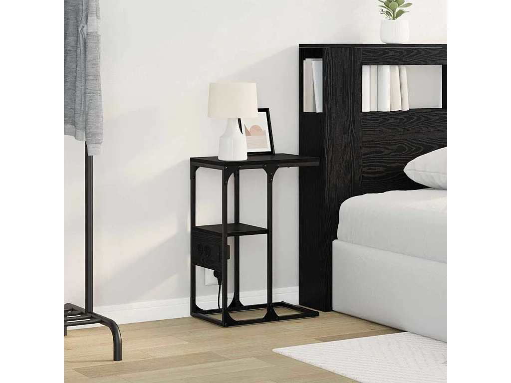 Table de chevet avec tiroir Chêne noir 41.5 x 26 x 60.5 cm