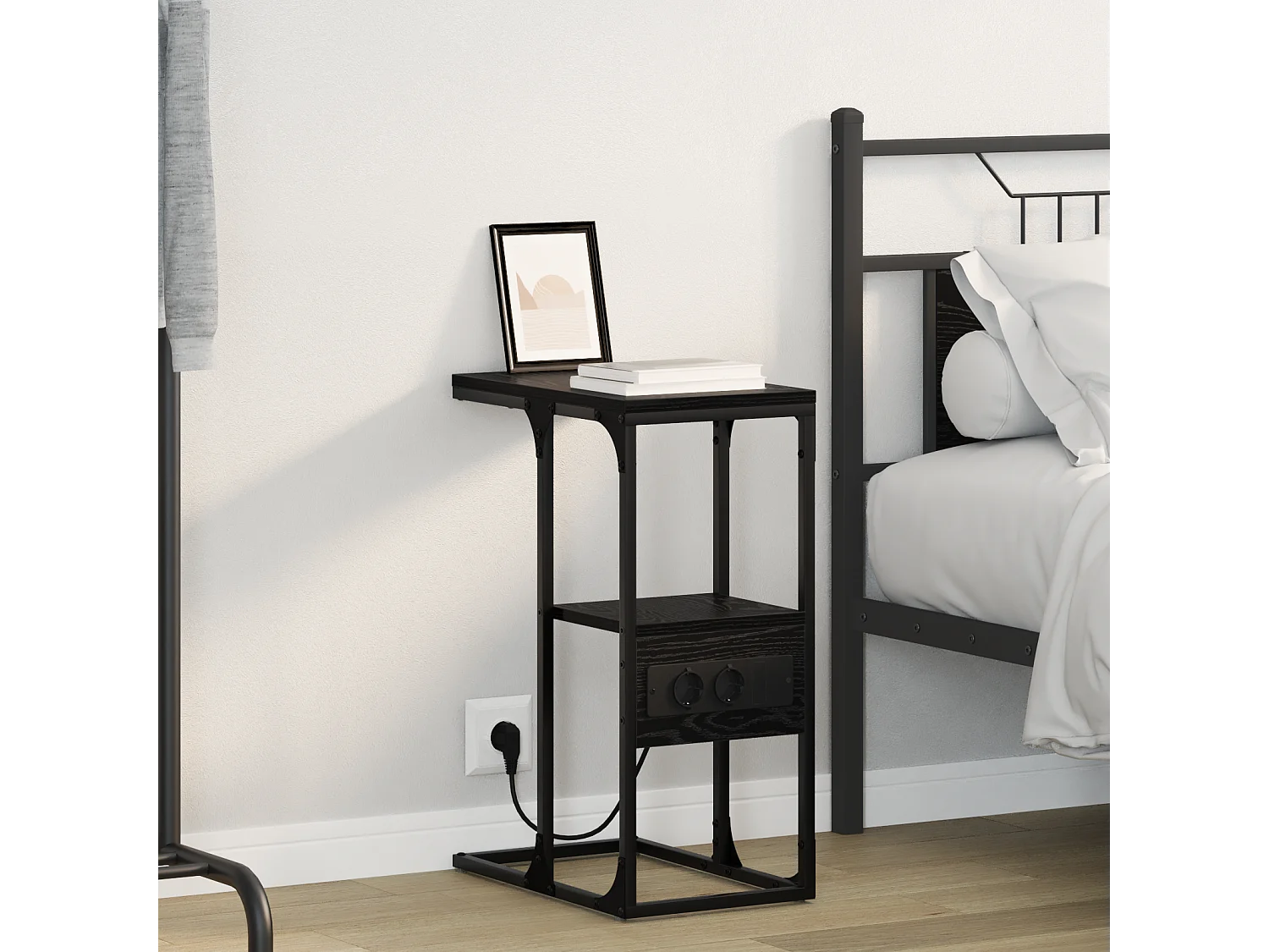 Table de chevet avec tiroir Chêne noir 41.5 x 26 x 60.5 cm