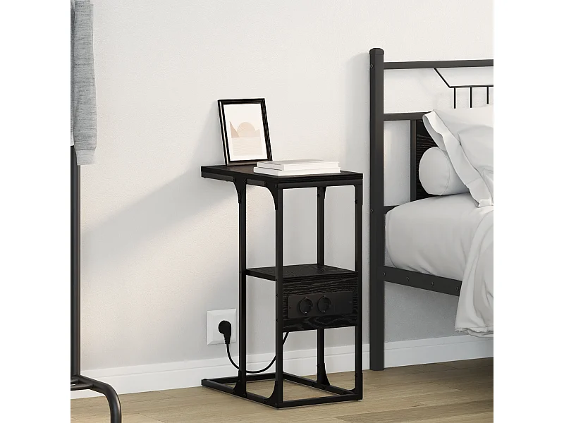 Table de chevet avec tiroir Chêne noir 41.5 x 26 x 60.5 cm