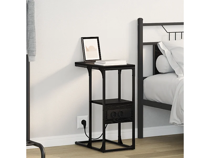 Table de chevet avec tiroir Chêne noir 41.5 x 26 x 60.5 cm