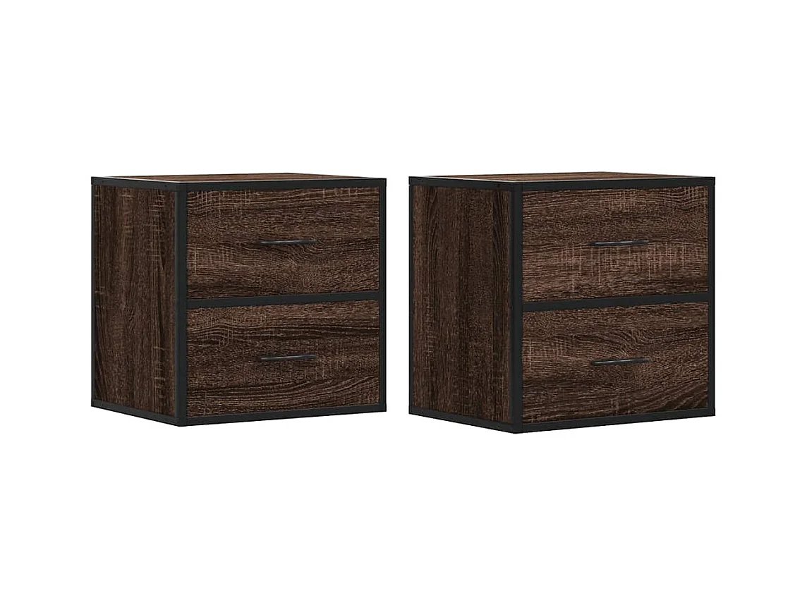 Comodini da parete 2 pezzi rovere marrone 40x31x39,5 cm