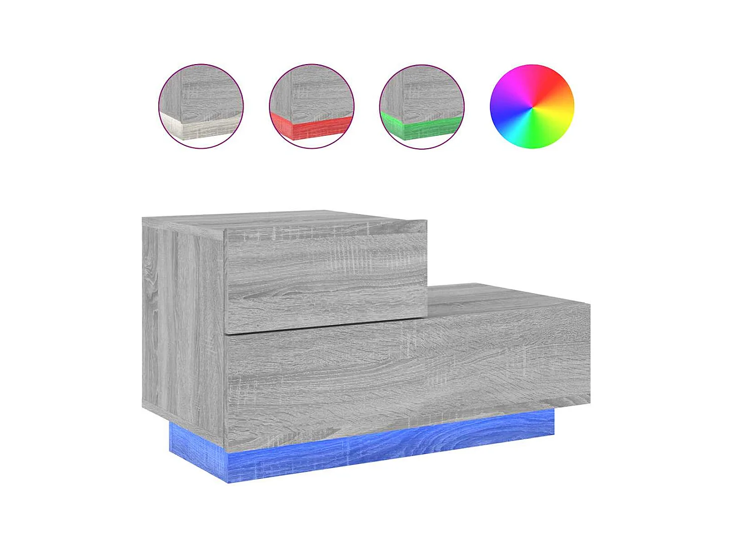 Nachtkastje met LED-verlichting Sonoma grijs 70x36x40,5 cm