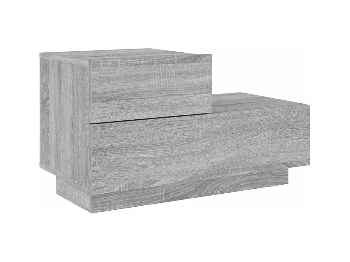 Nachtkastje met LED-verlichting Sonoma grijs 70x36x40,5 cm