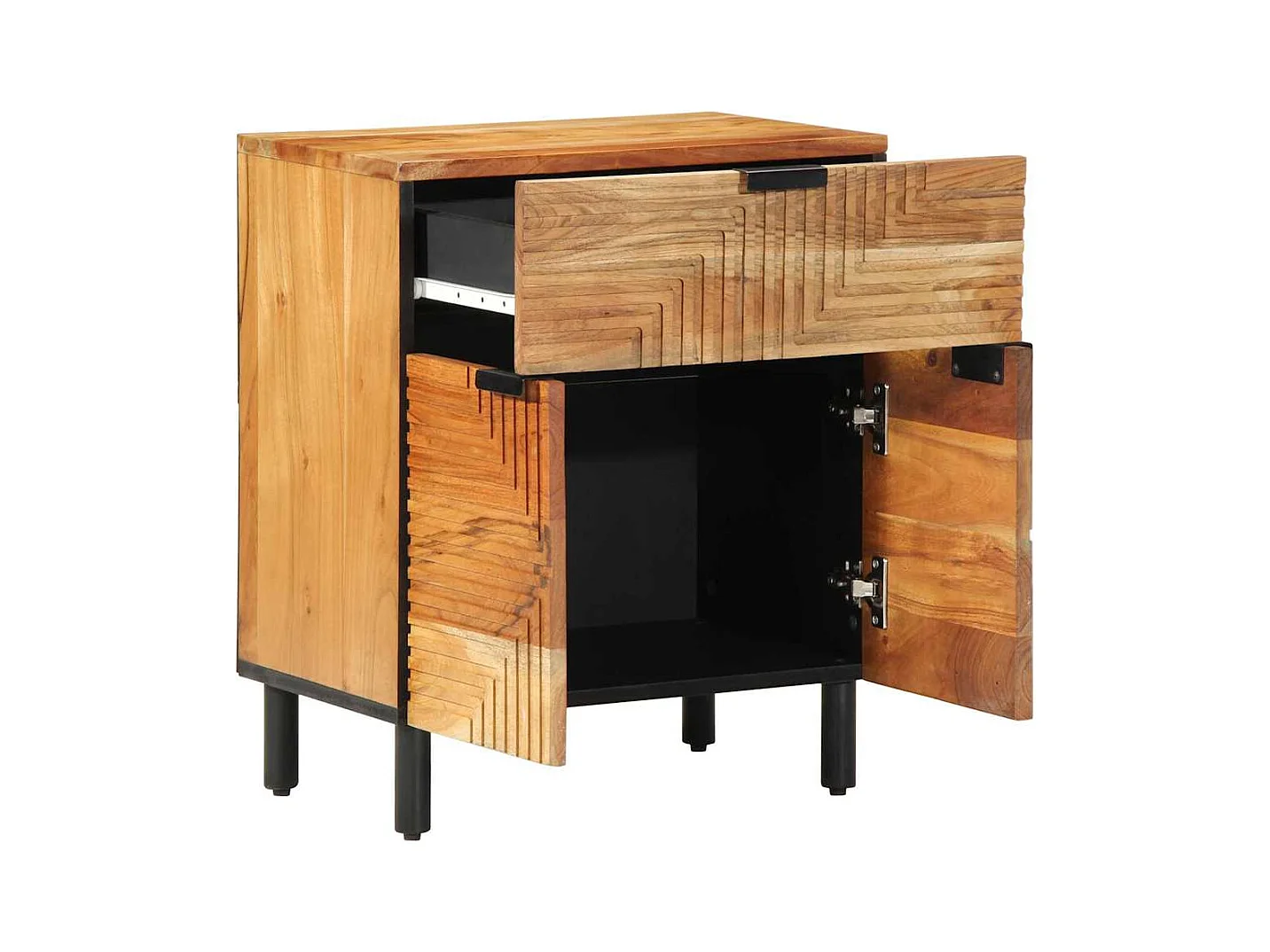 Comodino 50x33x60 cm in legno massello di acacia