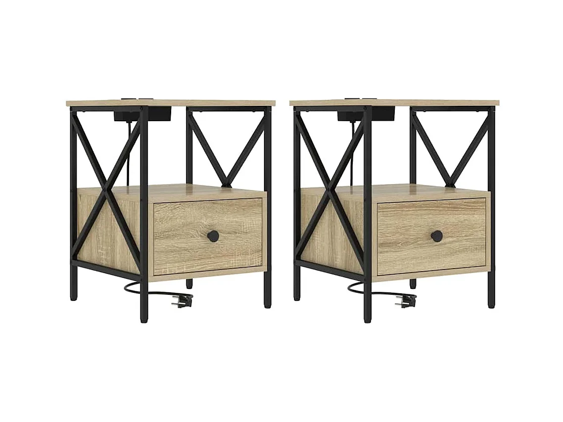 Cabinet de chevet 2 pcs Chêne sonoma 41.5 x 40.5 x 55 cm