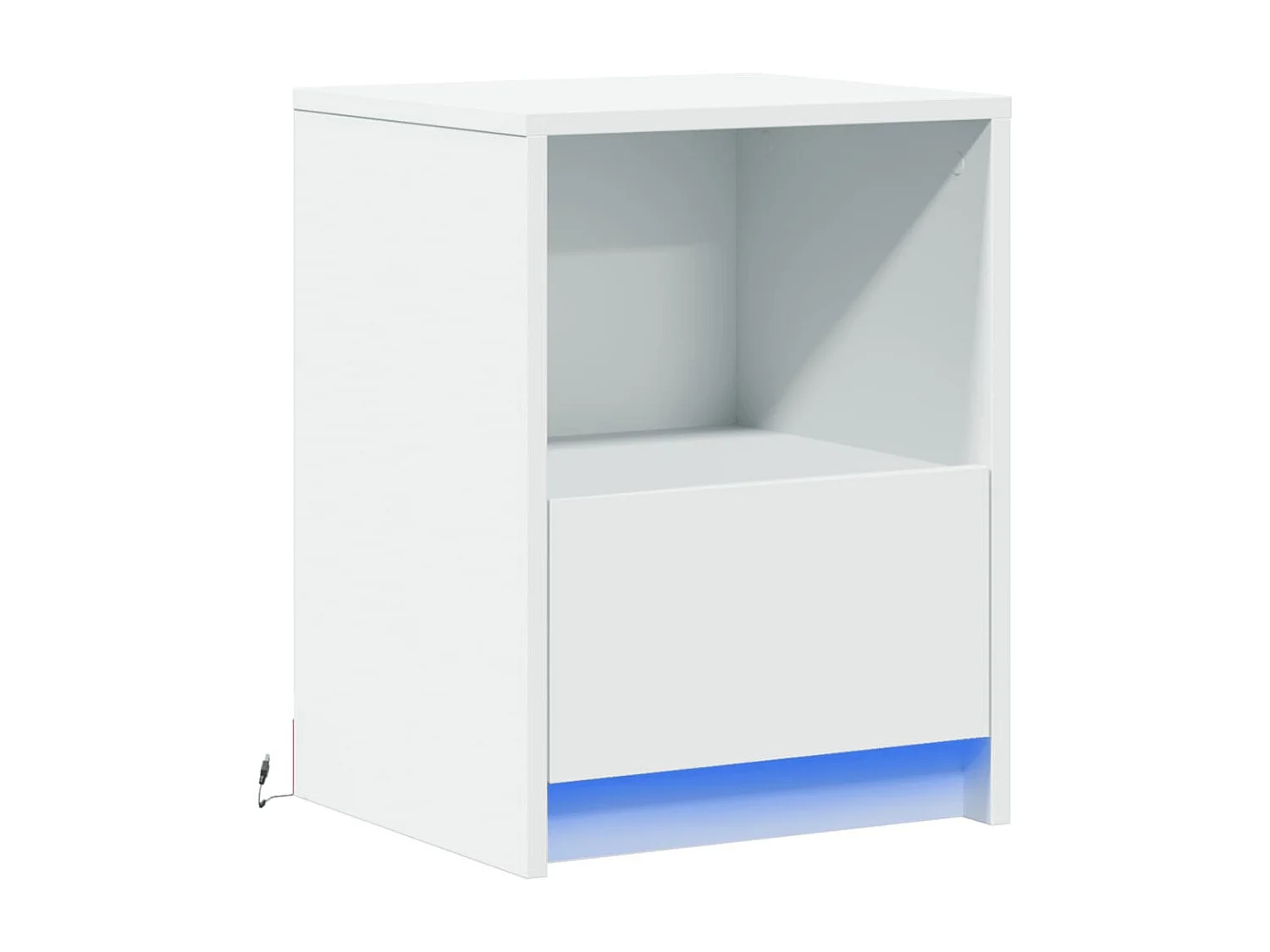 Armoire de chevet avec lumières LED blanc bois d'ingénierie