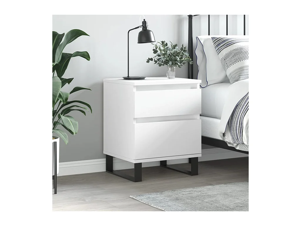 Table de chevet Blanc 40x35x50 cm Bois d’ingénierie